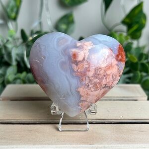 Pink Cotton Candy Agate Heart Carving A